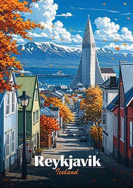 Reykjavik Iceland Autumn Scene
