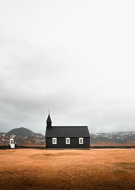 Búðakirkja Black Church in Icelandic Landscape