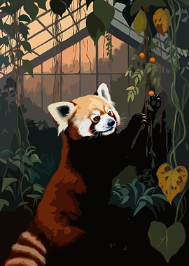 Red Panda Reaching for Oranges