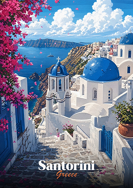 Santorini Greece Travel Poster