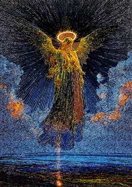 Golden Angel Over Water