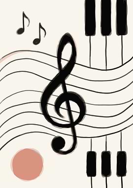 Musical Notes and Piano Keys Art
