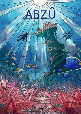 Abzu Stained Glass Underwater Scene