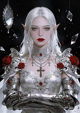 Elf Warrior with Roses and Crosses