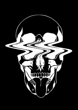 Distorted Skull with Tongue Out