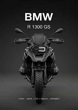 sleek black BMW R 1300 GS Motorcycle poster