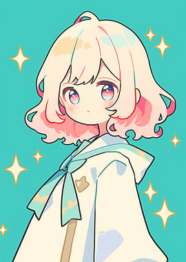 Cute Anime Girl with Sparkles