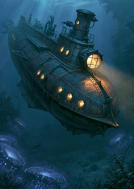 Steampunk Submarine Underwater