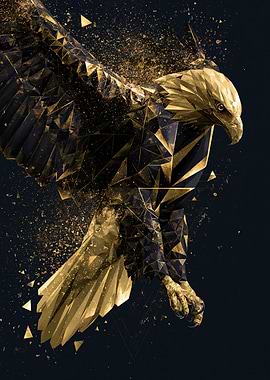Golden Eagle Geometric Art