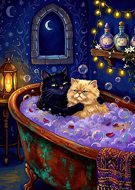 Cats in a Bubble Bath