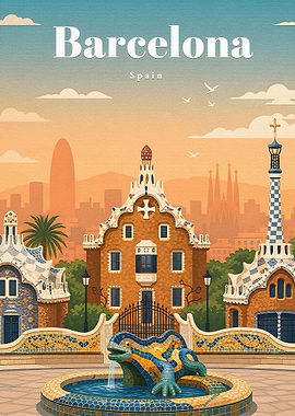 Barcelona Travel Poster