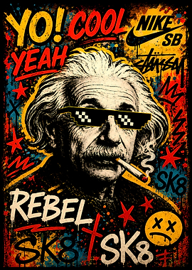 Albert Einstein with Pixel Sunglasses