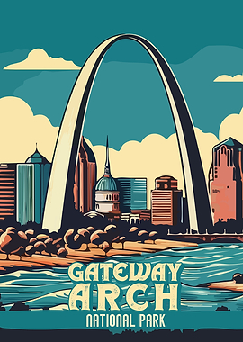 Gateway Arch National Park Vintage Poster
