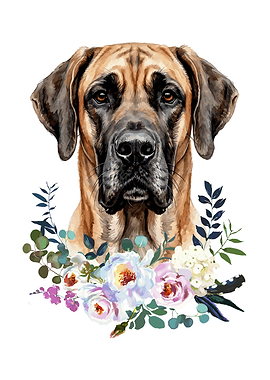 Great Dane with Flowers