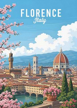 Florence Italy Vintage Travel Poster
