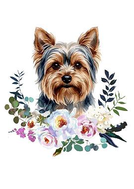 Yorkshire Terrier with Flowers