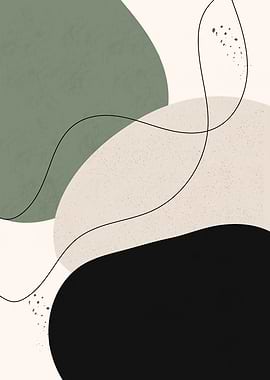 Sage Green Serenity - Minimalist Abstract Organic Shapes