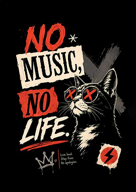 Punk Cat No Music No Life