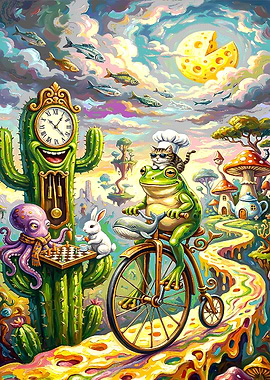 Surreal Fantasy Landscape with Animals
