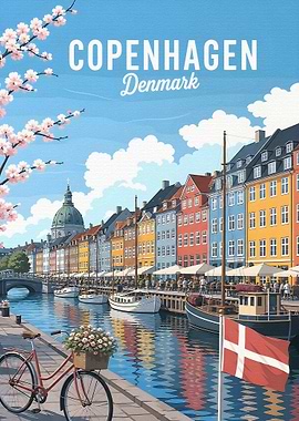 Copenhagen Denmark Canal Scene