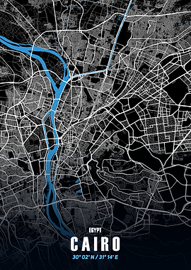 Cairo City Map - Black and White