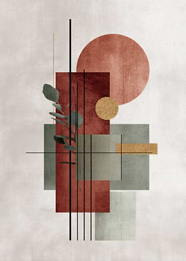 Abstract Minimalistic Geometry Botanical Art