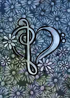 Musical Heart with Flowers
