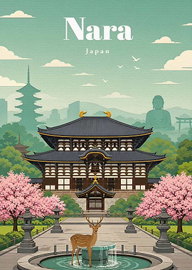 Nara Japan Travel Poster