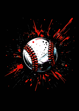 Baseball with Red Splatter