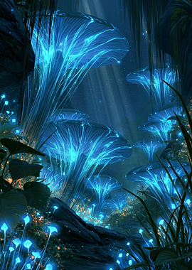 Bioluminescent Forest Mushrooms