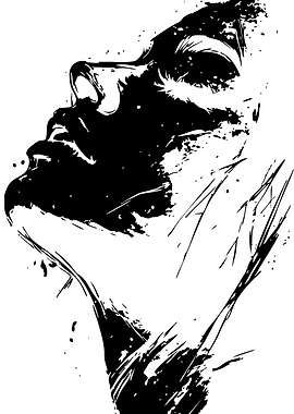 Black and White Abstract Face