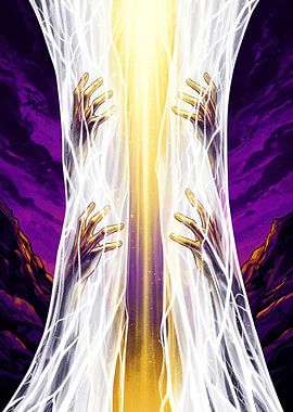 Hands Reaching Through Light