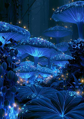 Enchanted Bioluminescent Mushroom Forest
