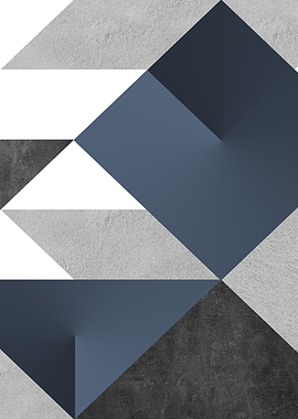 Geometric Abstract with Blue and Gray