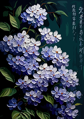 Purple and White Flowers with Green Leaves