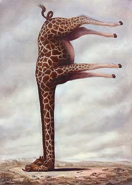 Giraffe with Head Stuck in Ground