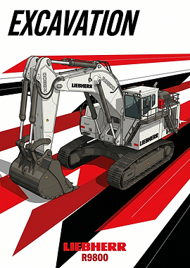 Liebherr R9800 Excavator Illustration