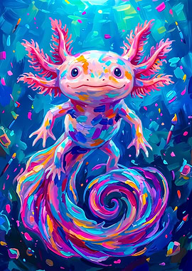 Colorful Axolotl Painting
