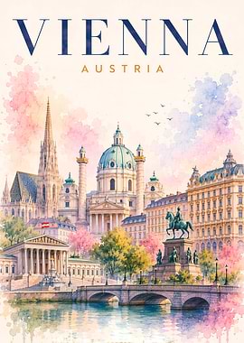 Vienna Austria Cityscape Watercolor