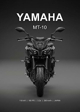 sleek black Yamaha MT-10 Motorcycle poster