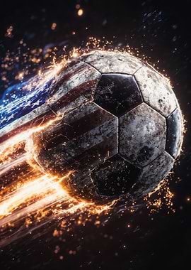 Fiery USA Flag Soccer Ball