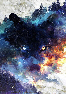 Cosmic Wolf with Fiery and Icy Elements