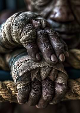 Close-up of Bandaged Hands
