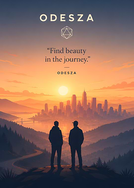 Odesza cityscape sunset inspirational poster
