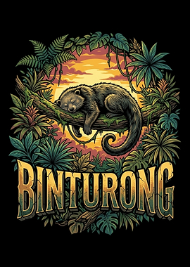 Binturong Sleeping in Jungle