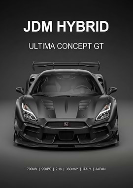 sleek black JDM Hybrid Ultima Concept GT