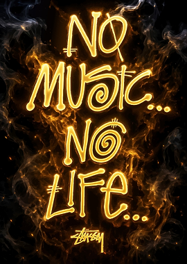 No Music No Life Text Art