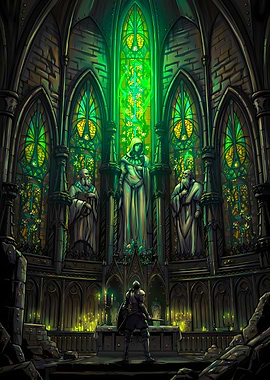 The Slayer of Demons in a Gothic Cathedral