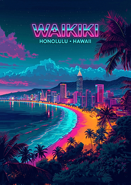 Waikiki Honolulu Hawaii Neon Art