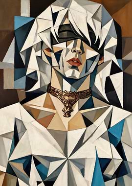 Geometric Portrait with Blindfold and Choker